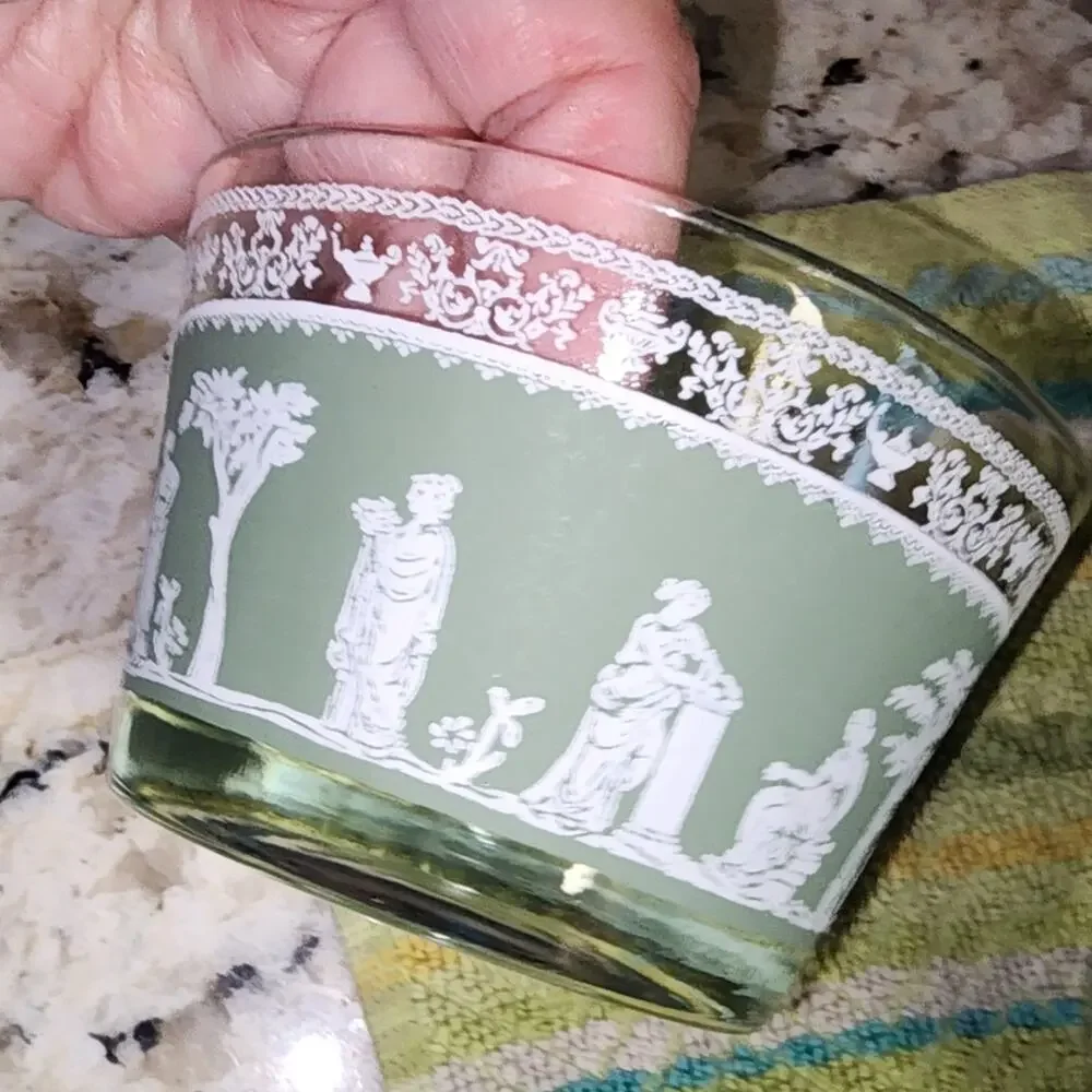 JEANETTE GLASS VINTAGE MCM HELLENIC JASPERWEAR DESSERT CUP BOWLS set 2
